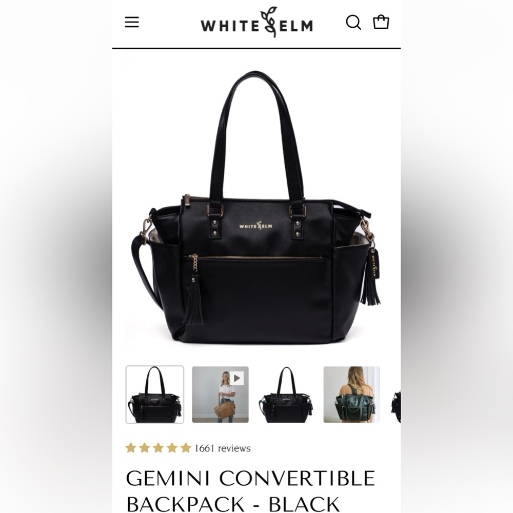 White Elm Gimini Convertible Backpack Purse